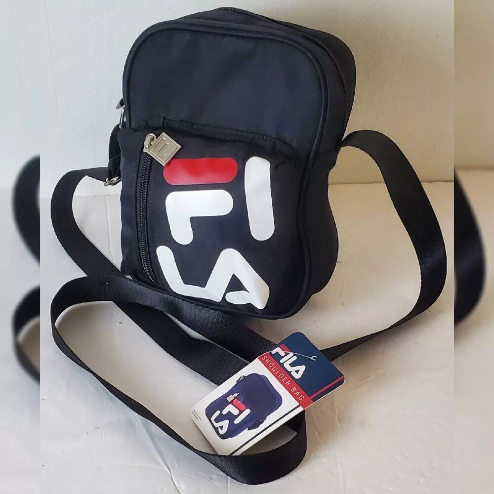 FILA SHOULDER BAG WOMEN'S ADJUSTABLE STRAP BLACK WITH ZIP POCKET ONESIZE